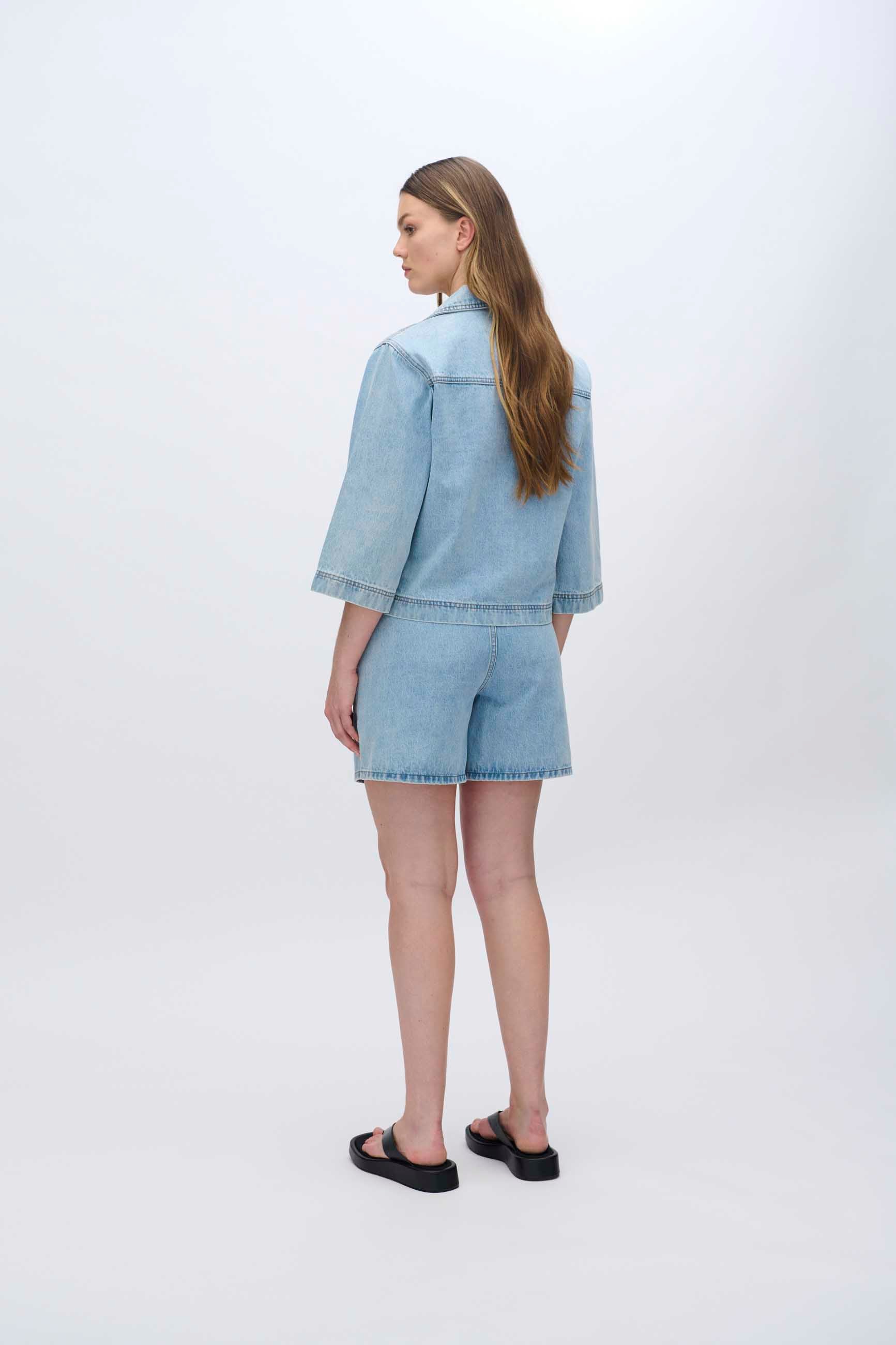 moves Amarie denimskjorte 4283 Short Sleeved Shirt 1001 Light Blue