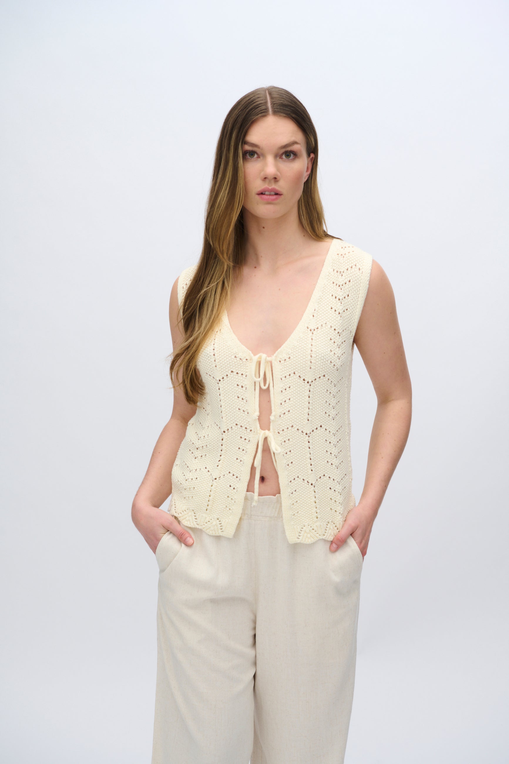 moves Daphne strikvest 4286 Gilet 002 Ivory