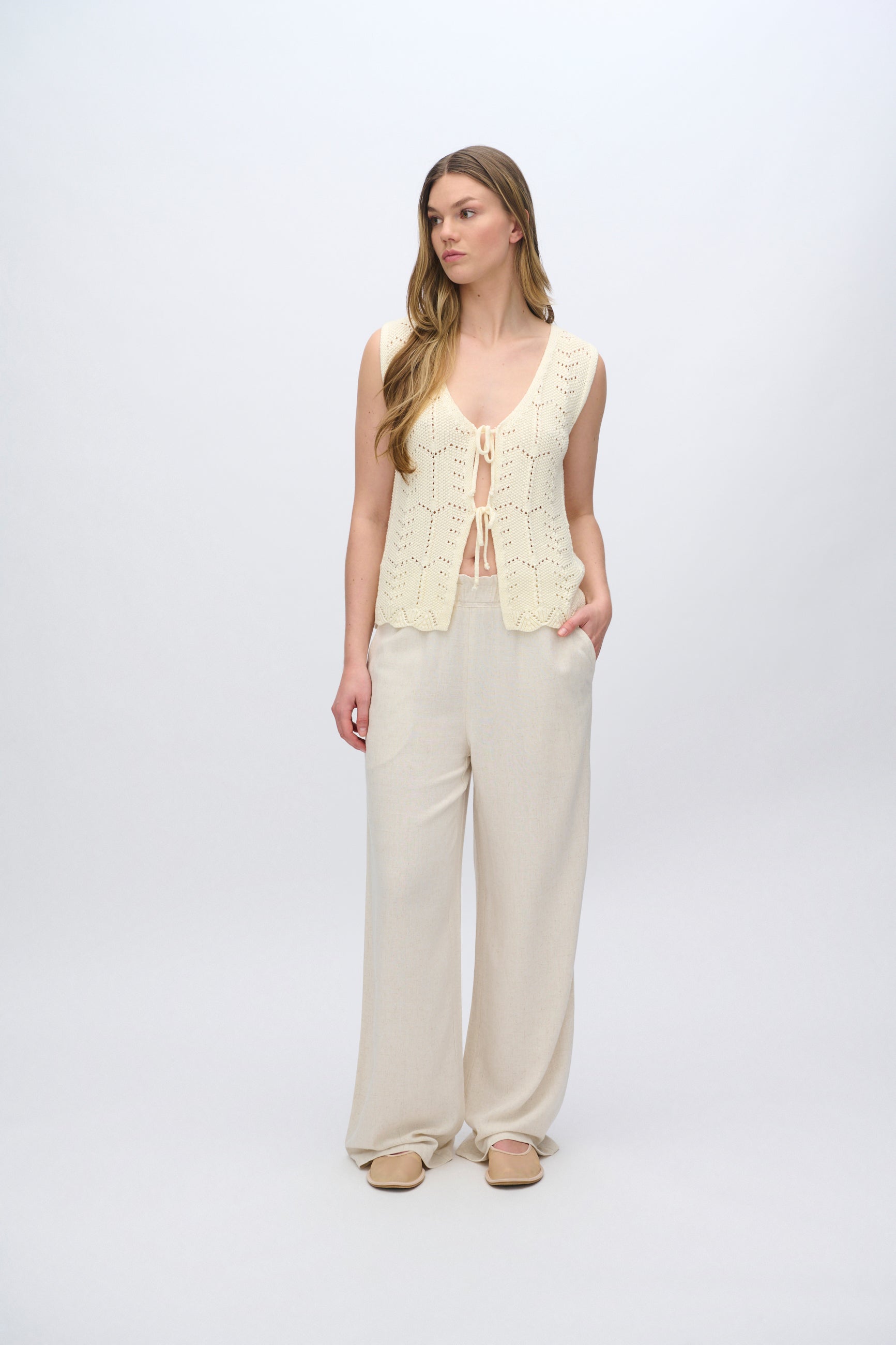 moves Daphne strikvest 4286 Gilet 002 Ivory
