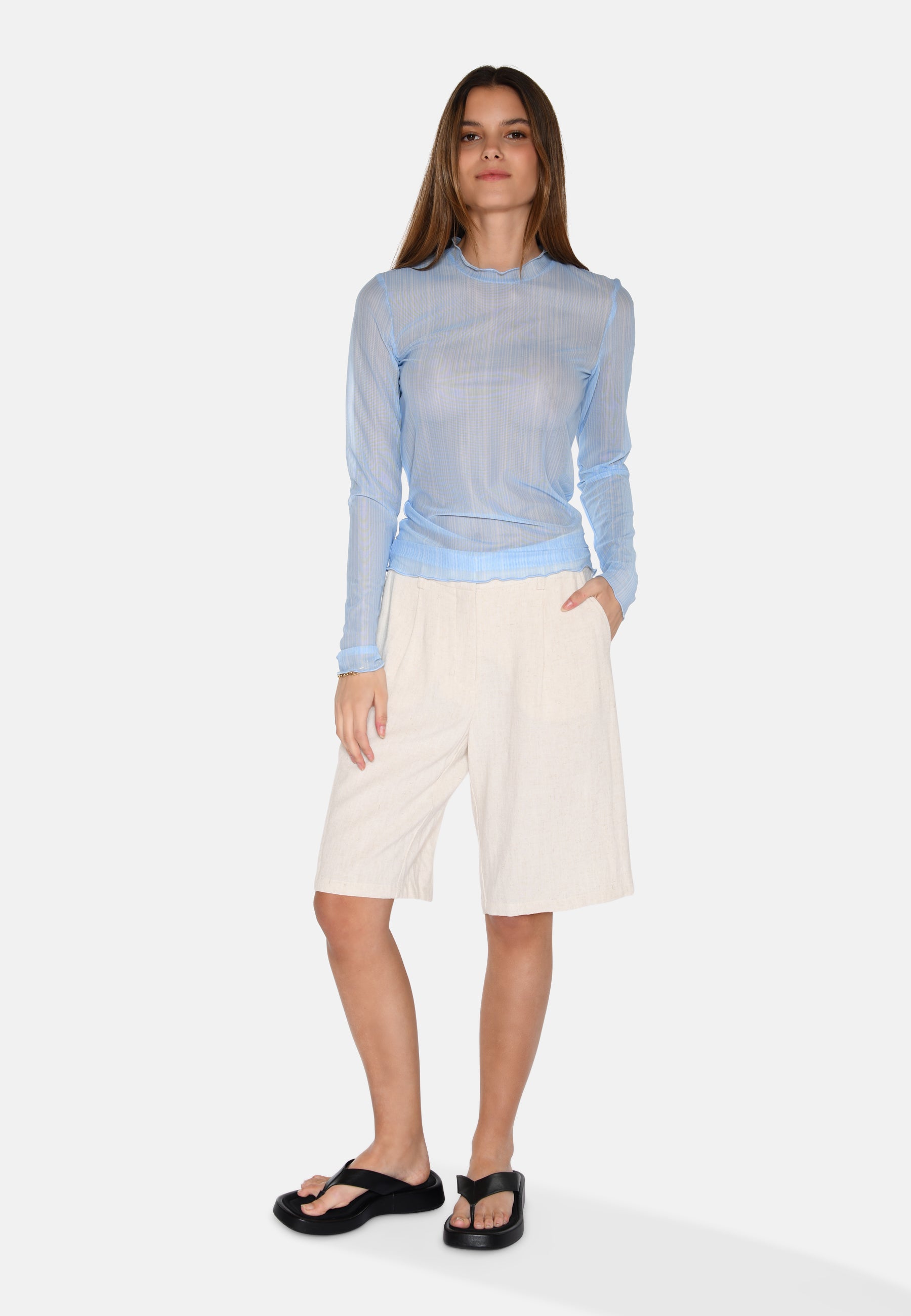 moves Markhild langærmet meshbluse 4202 Long Sleeved Blouse 4121 Blue Bell