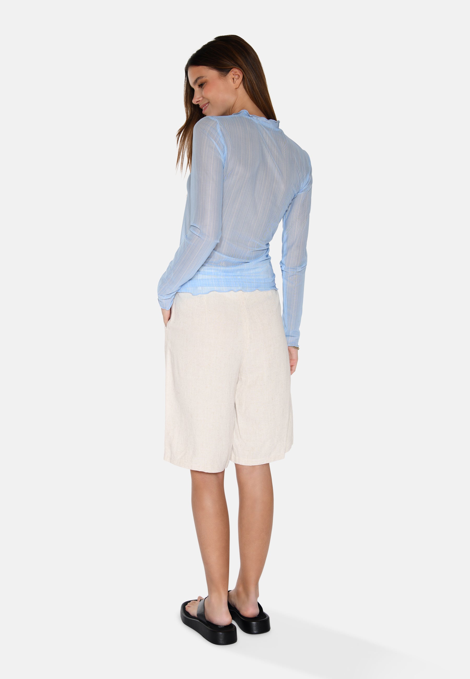 moves Markhild langærmet meshbluse 4202 Long Sleeved Blouse 4121 Blue Bell