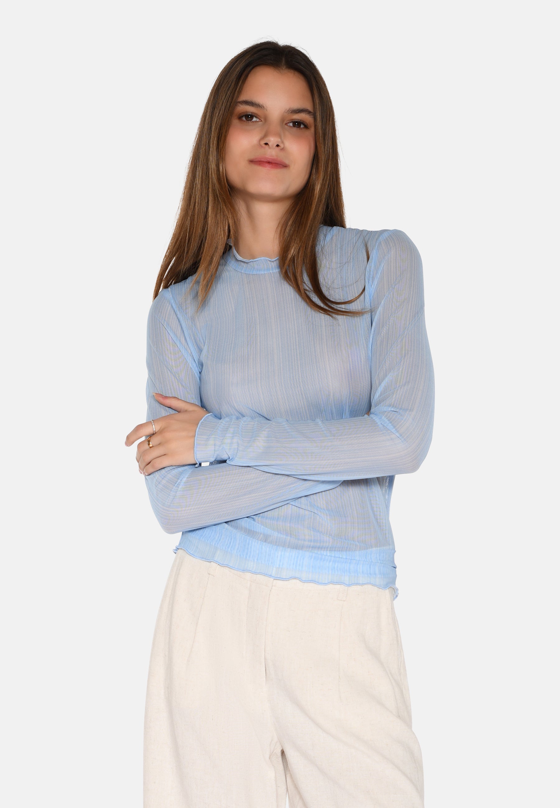 moves Markhild langærmet meshbluse 4202 Long Sleeved Blouse 4121 Blue Bell