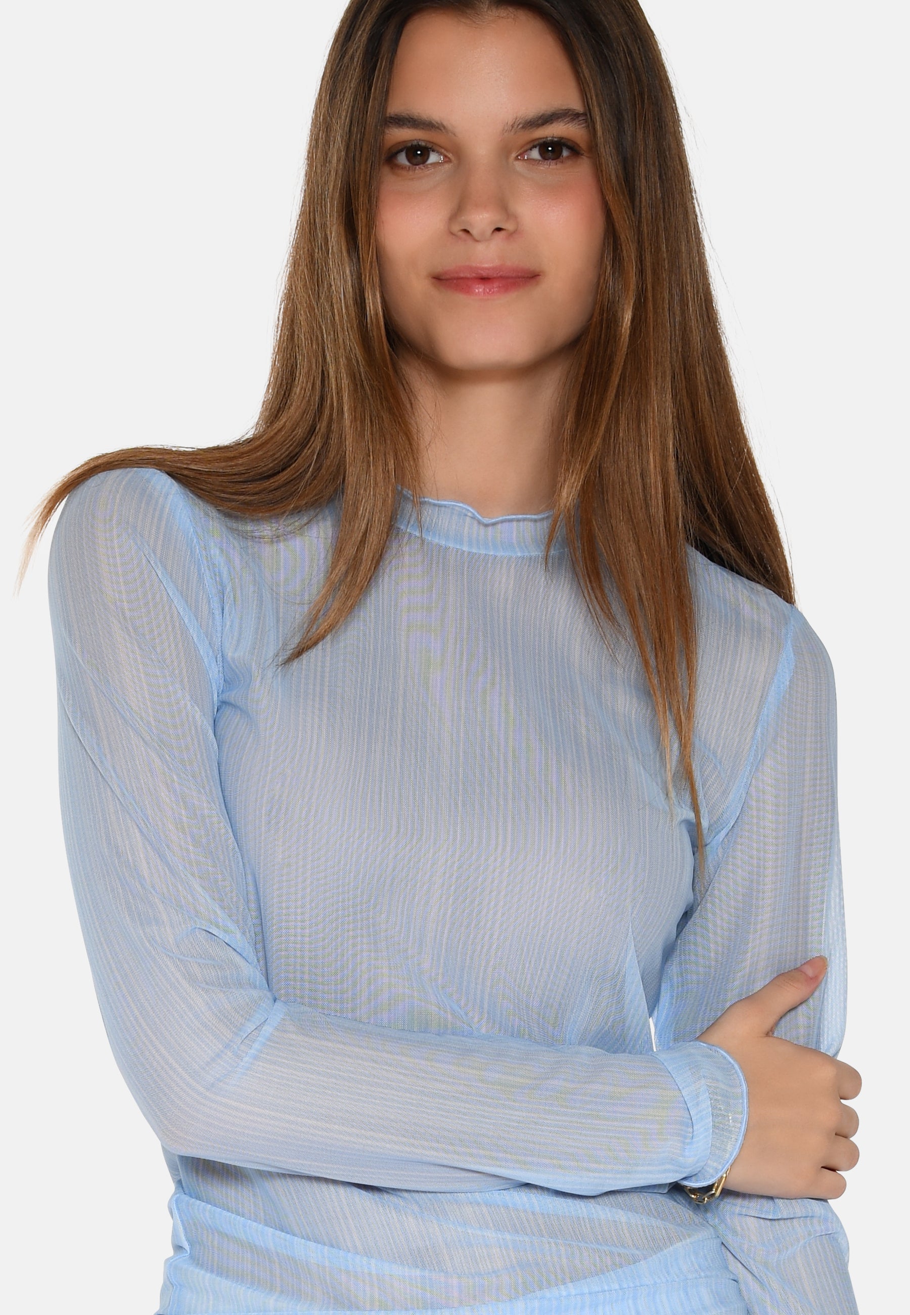 moves Markhild langærmet meshbluse 4202 Long Sleeved Blouse 4121 Blue Bell