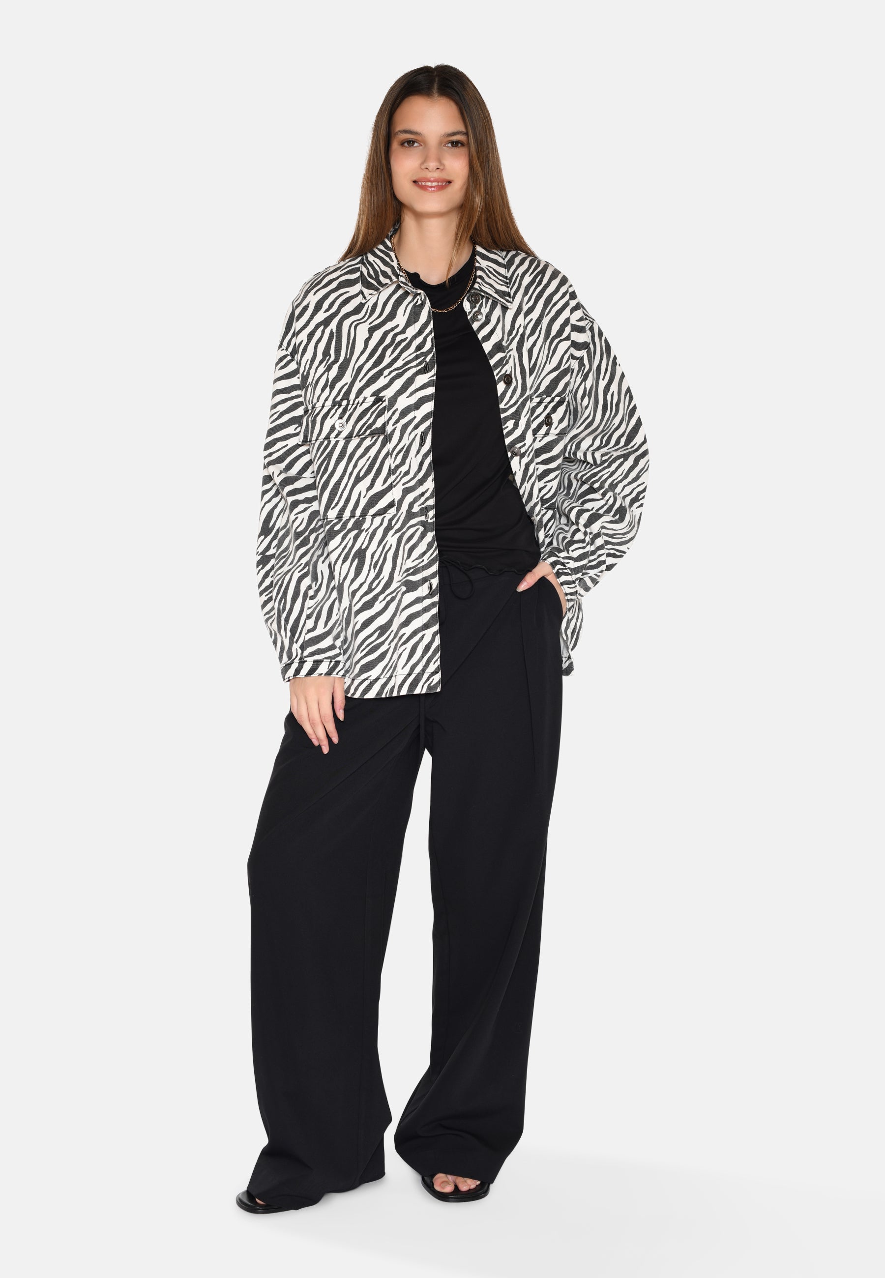 moves Noliana zebra denimskjorte 4228 Long Sleeved Shirt 999 Black