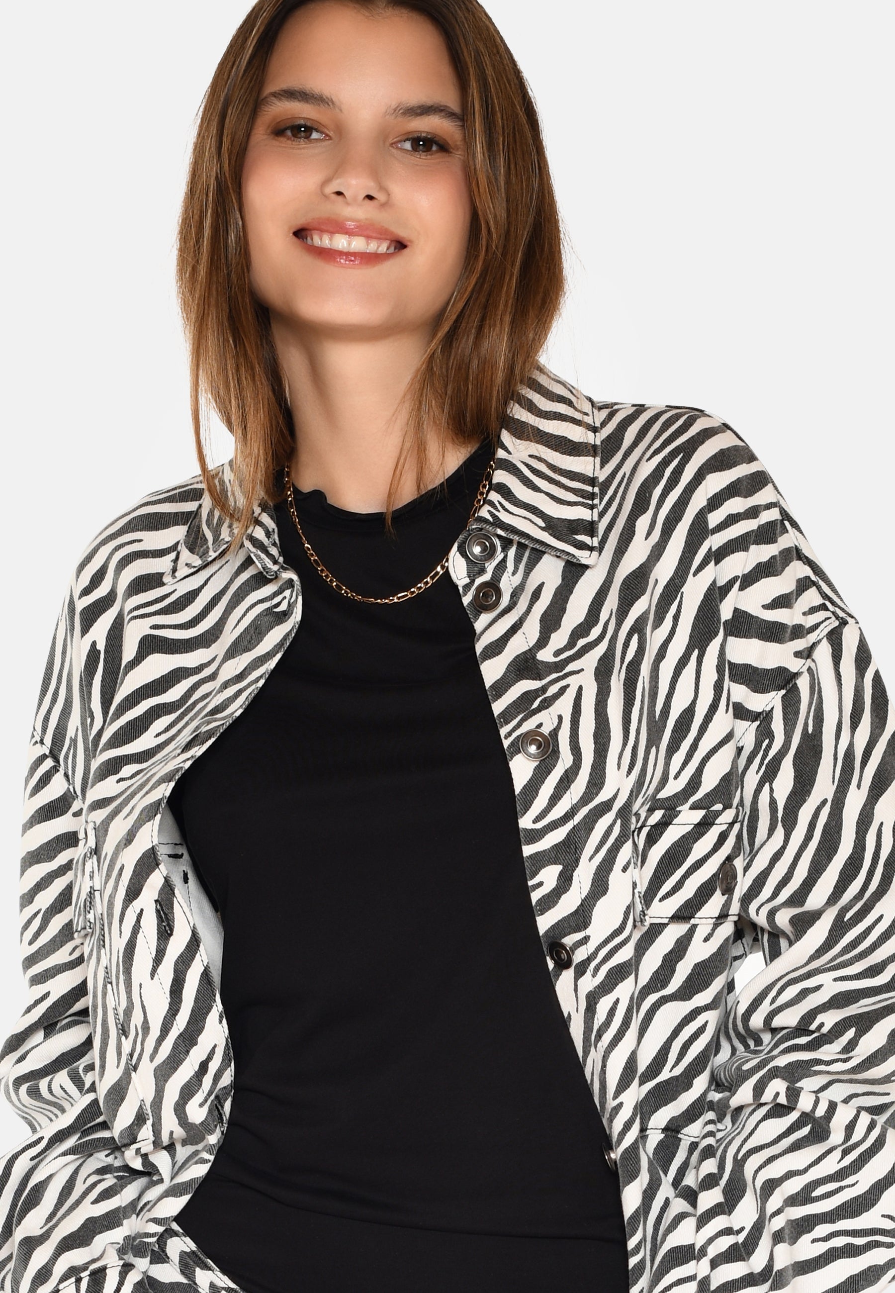 moves Noliana zebra denimskjorte 4228 Long Sleeved Shirt 999 Black
