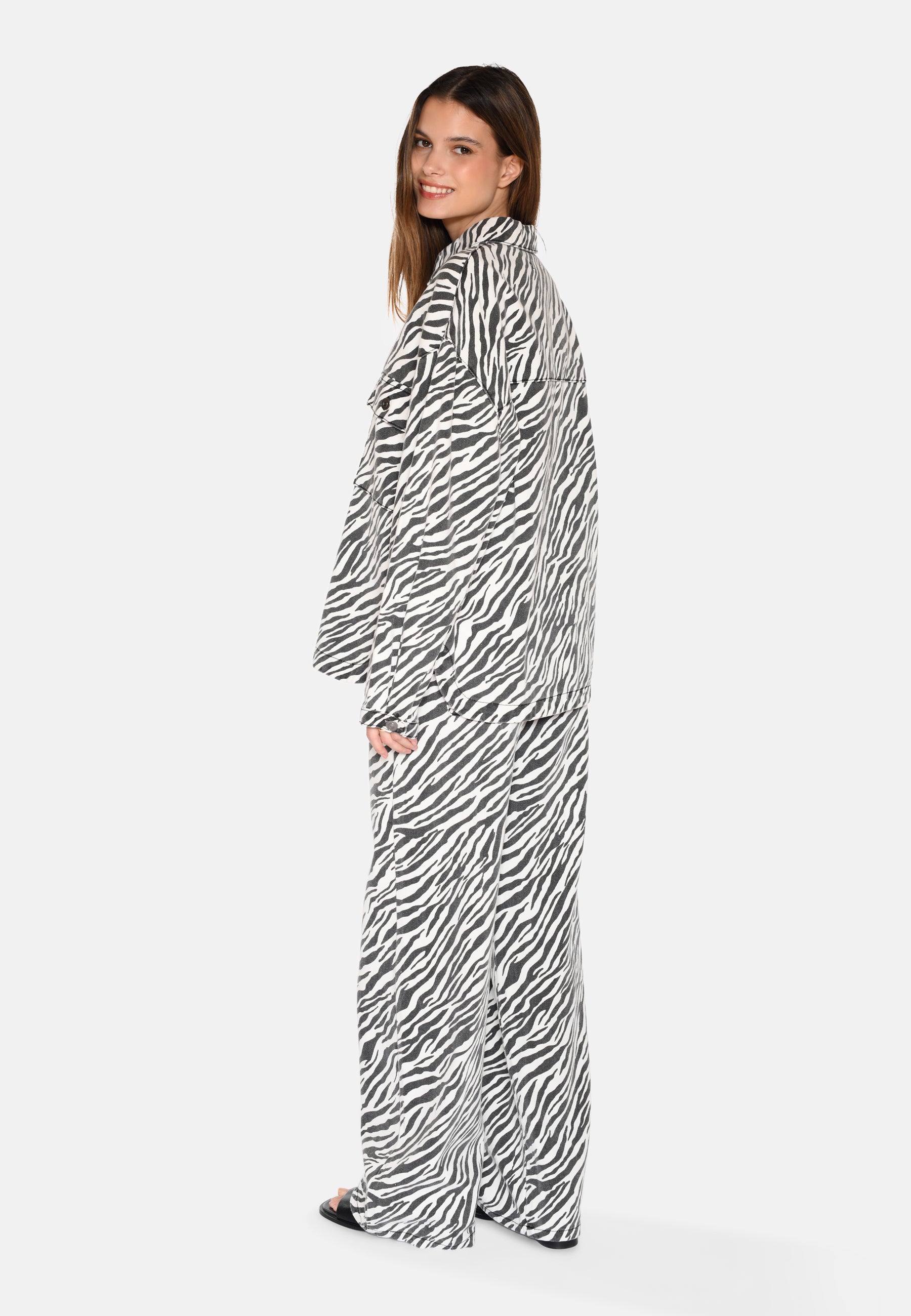 moves Noliana zebra denimskjorte 4228 Long Sleeved Shirt 999 Black