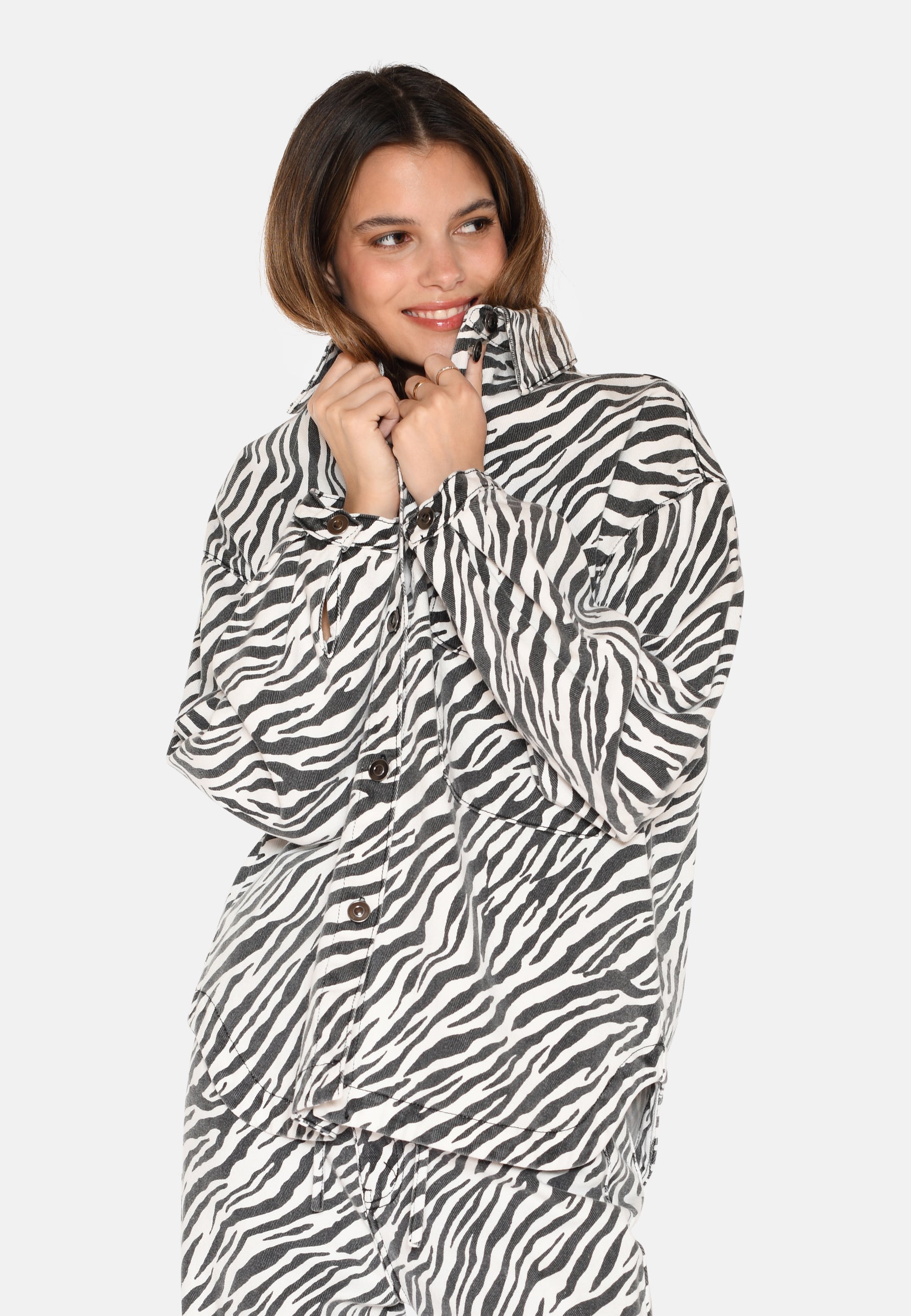 moves Noliana zebra denimskjorte 4228 Long Sleeved Shirt 999 Black