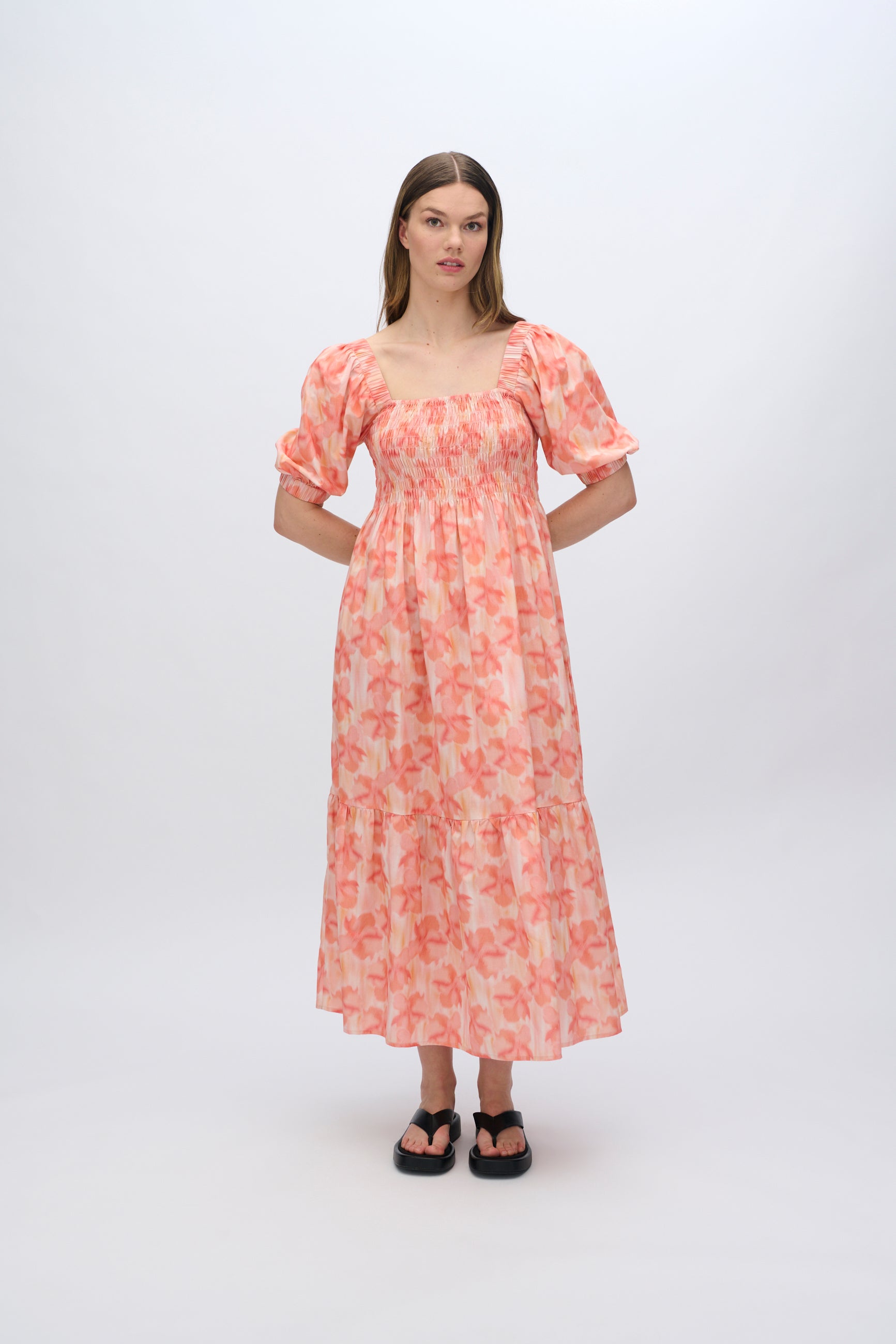 moves Aleah midi smockkjole 4290 Midi Dress 1614 Rose Elegance