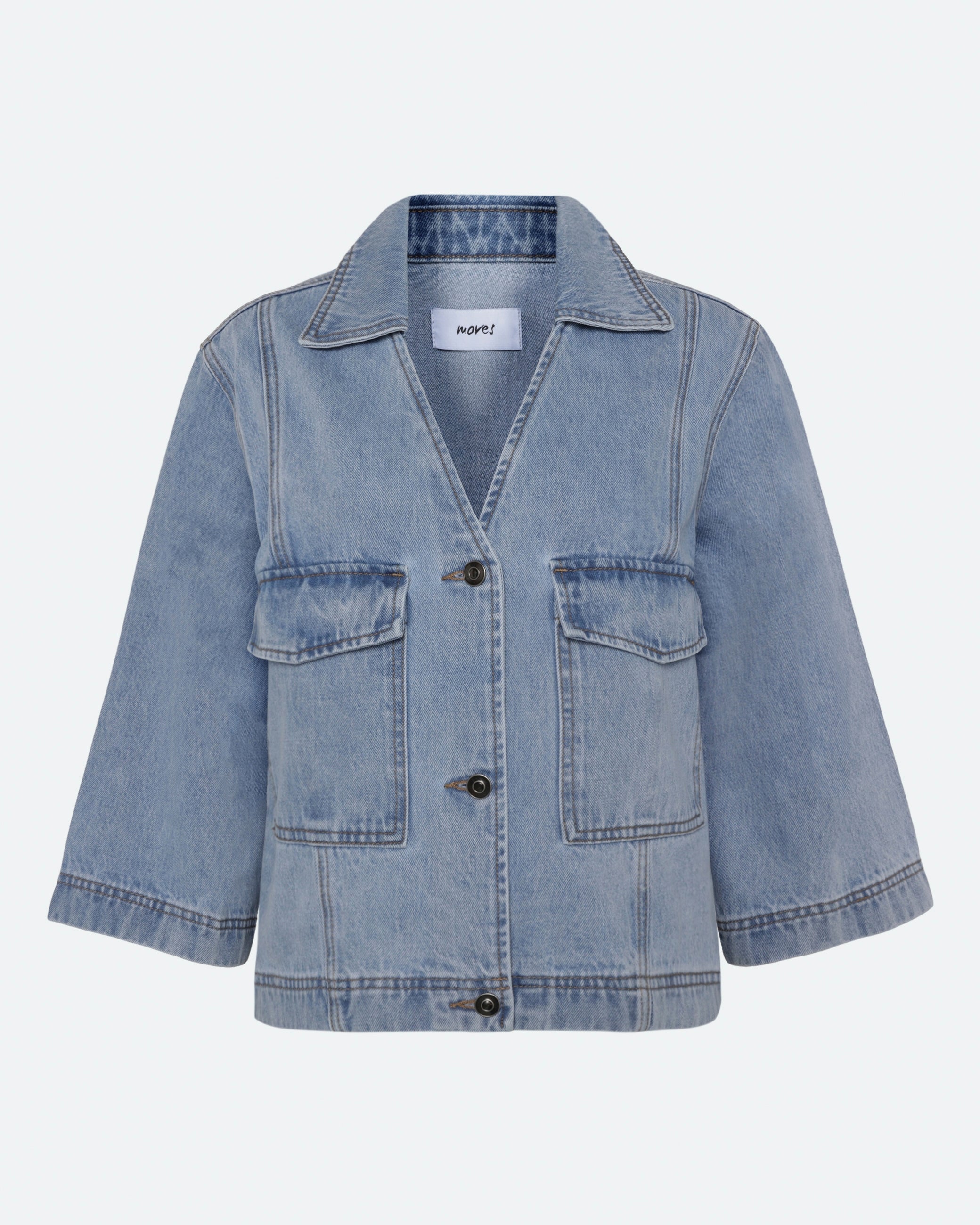 moves Amarie denimskjorte 4283 Short Sleeved Shirt 1001 Light Blue