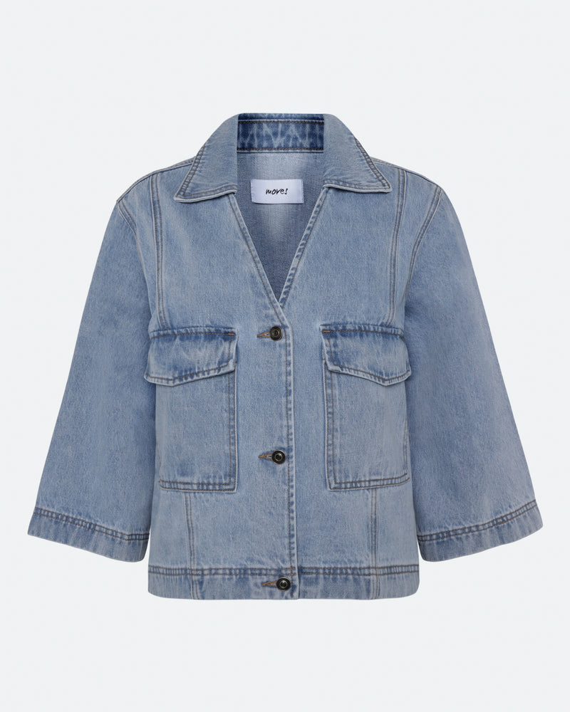 moves Amarie denimskjorte 4283 Short Sleeved Shirt 1001 Light Blue