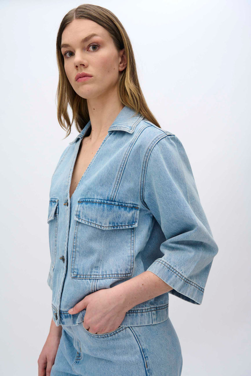 moves Amarie denimskjorte 4283 Short Sleeved Shirt 1001 Light Blue