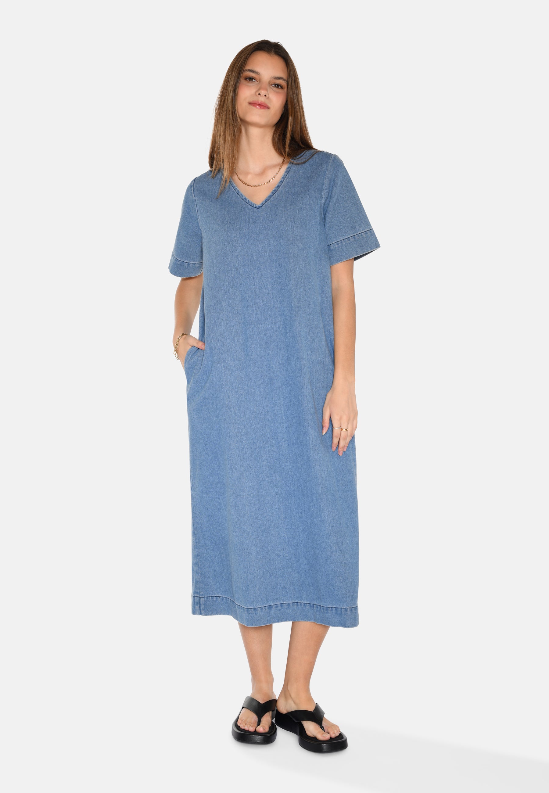 moves Dawn denimkjole 4279 Midi Dress 1002 Medium Blue