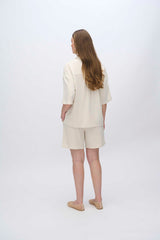 moves Elise kortærmet skjorte i hørblanding 2744 Short Sleeved Shirt 0108 Castle Wall