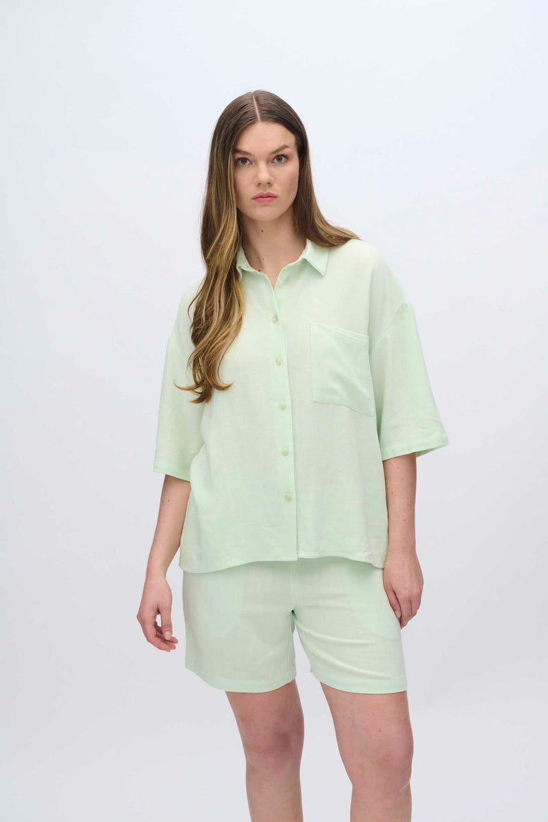 moves Elise kortærmet skjorte i hørblanding 2744 Short Sleeved Shirt 0109 Ambrosia