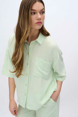 moves Elise kortærmet skjorte i hørblanding 2744 Short Sleeved Shirt 0109 Ambrosia