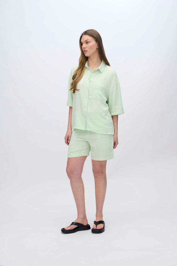 moves Elise kortærmet skjorte i hørblanding 2744 Short Sleeved Shirt 0109 Ambrosia