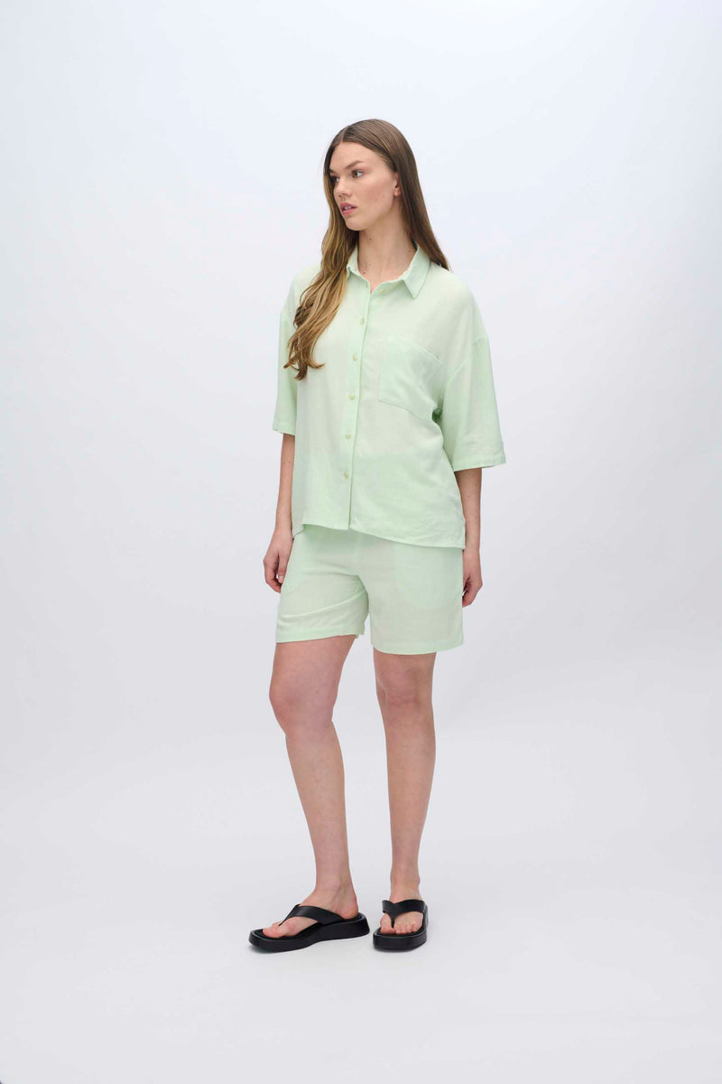 moves Elise kortærmet skjorte i hørblanding 2744 Short Sleeved Shirt 0109 Ambrosia