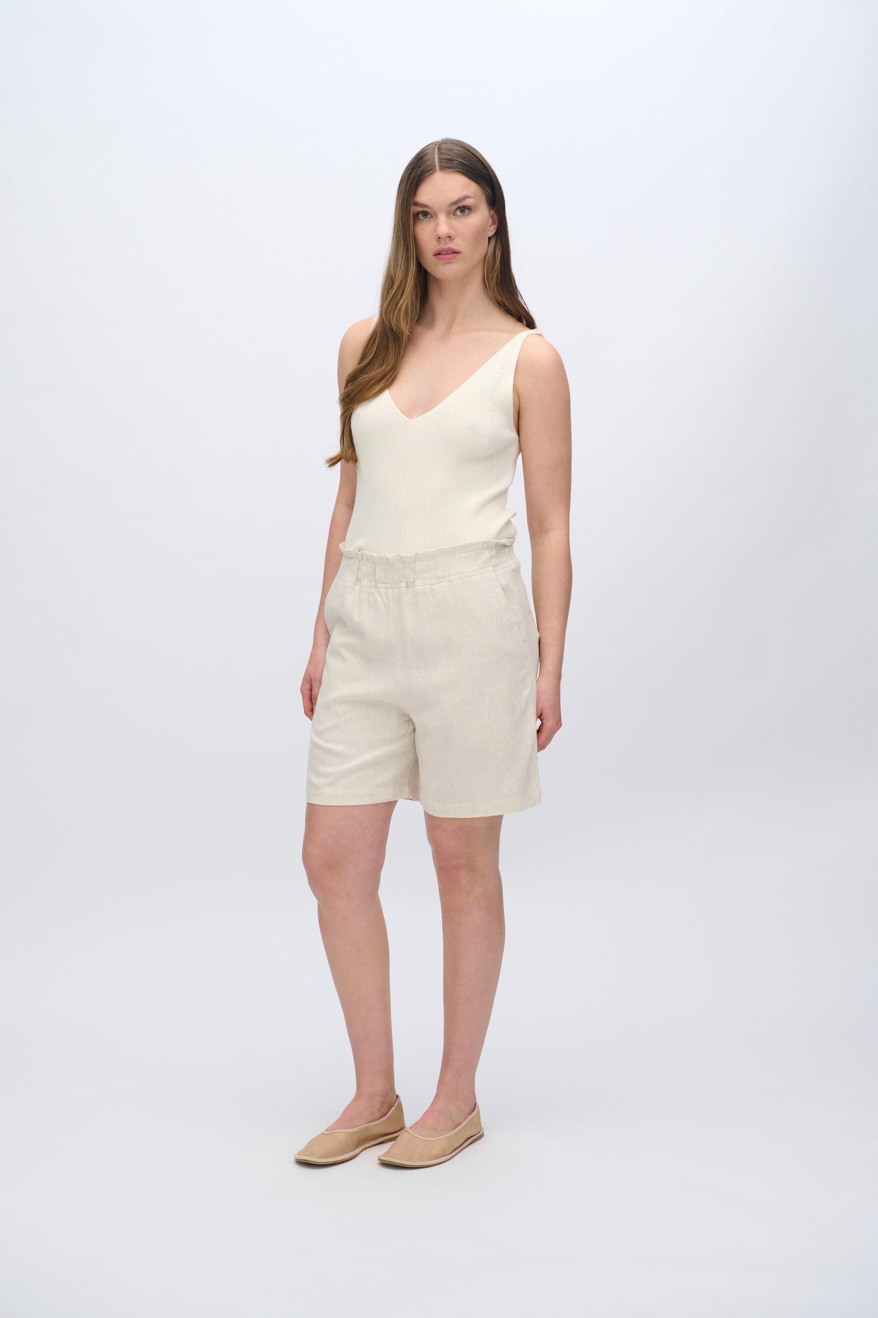 moves Kenio shorts i hørblanding 2744 Shorts 0108 Castle Wall