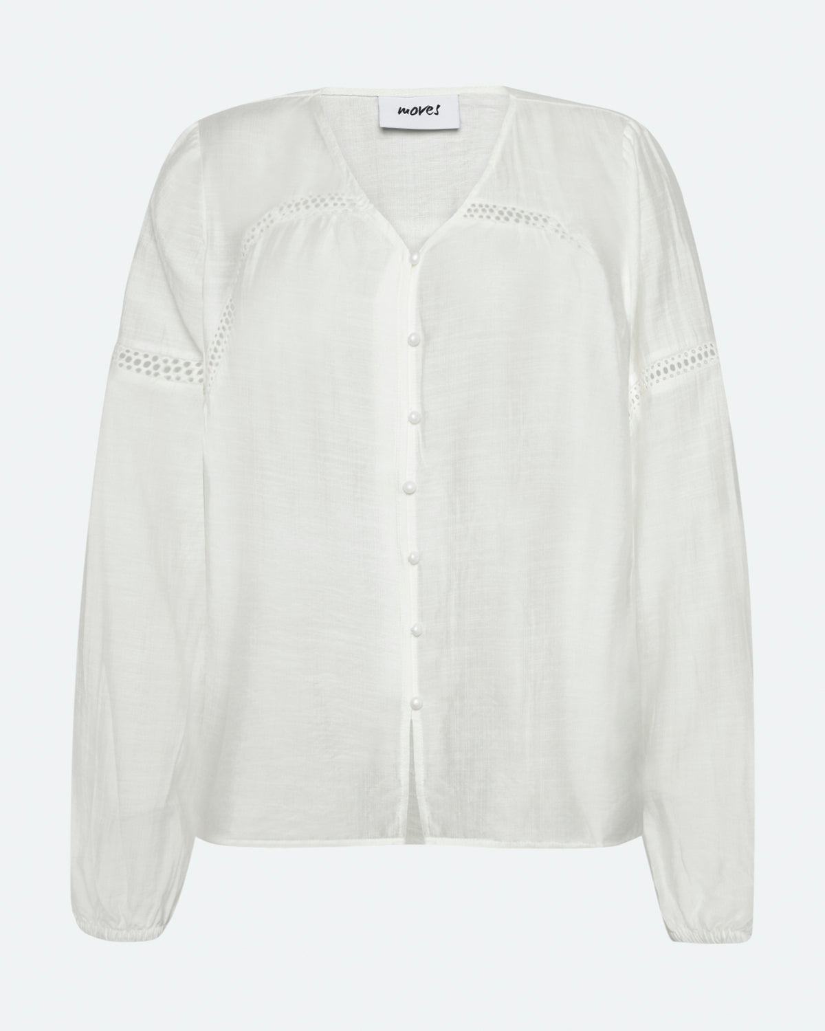 moves Lilyana langærmet broderi bluse 4237 Long Sleeved Blouse 000 White