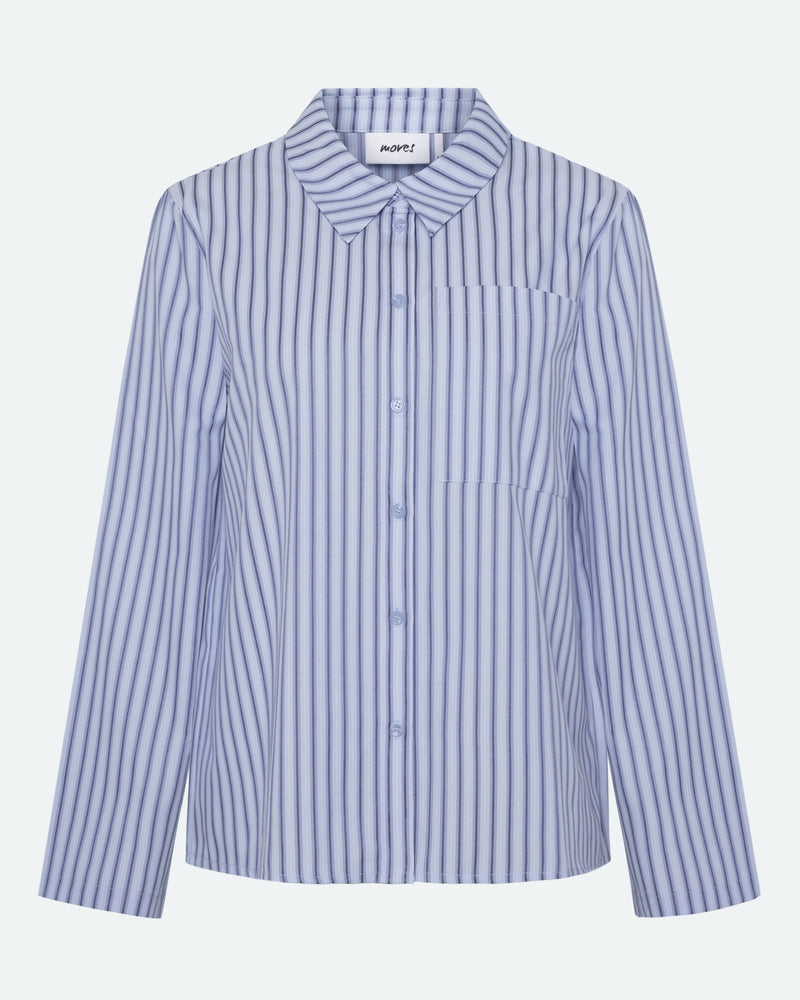 moves Rosalina stribet langærmet skjorte 4299 Long Sleeved Shirt 1001 Light Blue