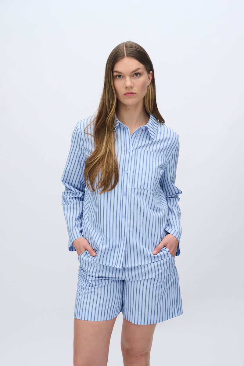 moves Rosalina stribet langærmet skjorte 4299 Long Sleeved Shirt 1001 Light Blue