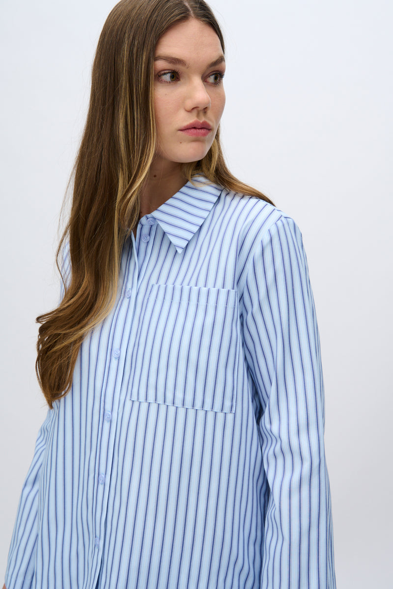 moves Rosalina stribet langærmet skjorte 4299 Long Sleeved Shirt 1001 Light Blue
