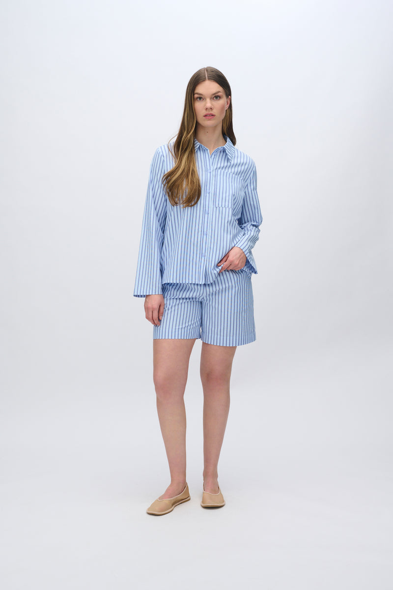 moves Rosalina stribet langærmet skjorte 4299 Long Sleeved Shirt 1001 Light Blue